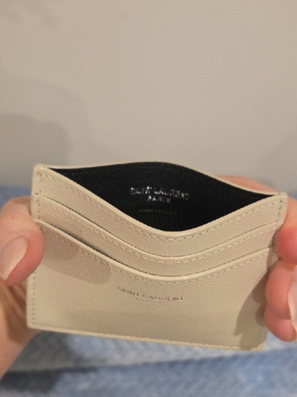 Saint Laurent Cream Leather Slim Card Sleeve